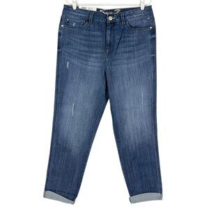 NWT Seven7 Women's Blue Weekend Easy Fit Boyfriend Jeans Size 12 Rolled Cuff